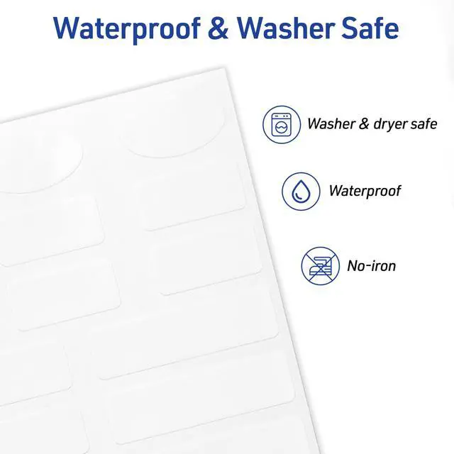 Alt view image 4 of 7 - No-Iron Fabric Labels, Assorted Shapes and Sizes, Washer and Dryer-Safe Waterproof Labels, Non-Printable, 45 Total (40700)