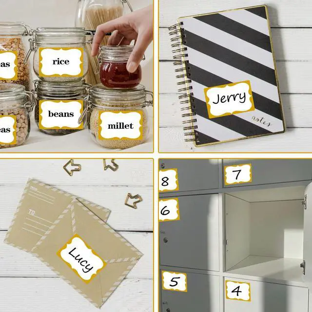 Alt view image 4 of 7 - Gold Name Tags,2"x 3" Name Tag Stickers with Gold Border 200 Pcs Adhesive Name Tags Sticker Name Badges Labels for School, Office, Home, Party, Conferences, New Year