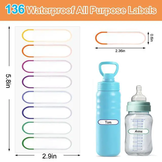 Alt view image 2 of 7 - Waterproof Name Labels for Kids Child, Dishwasher Safe Stickers