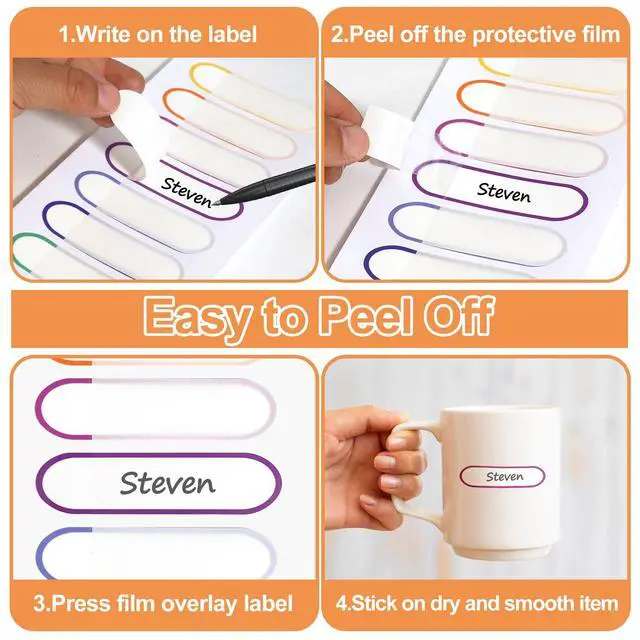 Alt view image 3 of 7 - Waterproof Name Labels for Kids Child, Dishwasher Safe Stickers