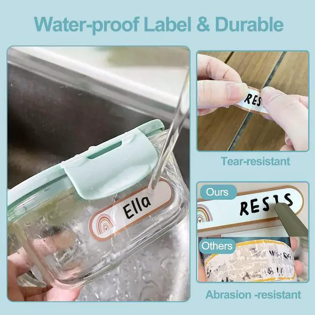 Alt view image 6 of 7 - Baby Bottle Labels for Daycare, Waterproof Name Labels, Self-Laminating, Write-on Personalized Label for Kids, Adhesive Labels Sticker for Organization, Boho Rainbow Labels Assorted Color- Pack of 64