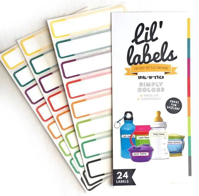 Alt view image 2 of 7 - Food Pantry Label, Write-On, Self-Laminating, Waterproof Kids Name Labels for Baby Bottles for Daycare School, Dishwasher, Freezer, Kitchen Safe (Simply Colors - Rainbow Inspired)