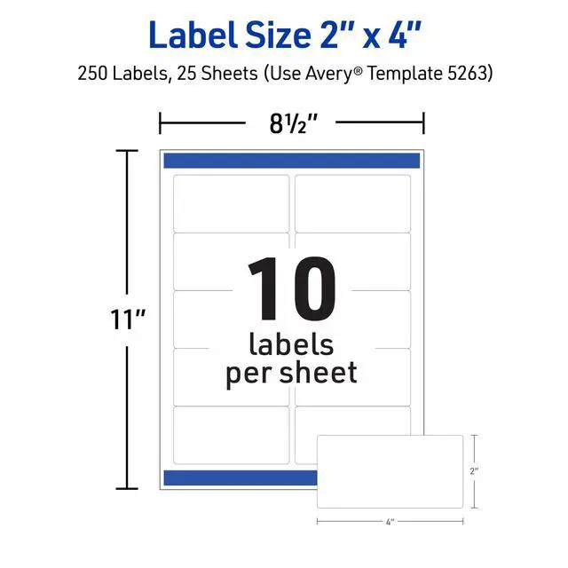 Alt view image 5 of 7 - Printable Shipping Labels with Sure Feed, 2" x 4" Customizable Stickers, White, 250 Blank Mailing Labels, Great for Mailing, Shipping, and More (5263)