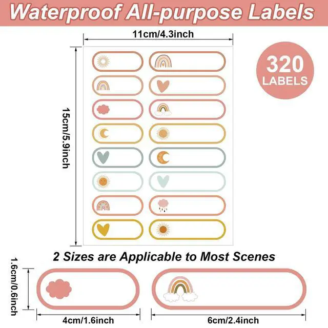 Alt view image 2 of 7 - 320 Pcs Daycare Labels Waterproof Bottle Labels Kid,Boho