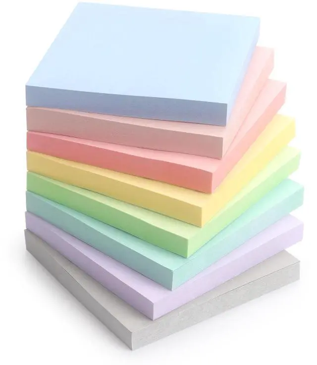 Main image of Sticky Notes 3x3 Inch, 8 Pads, Light Colors Self-Adhesive, 80 Sheets/Pad