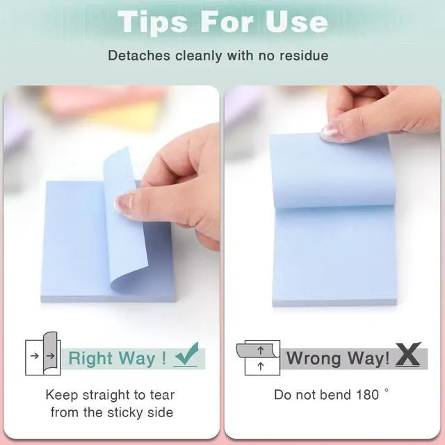 Alt view image 3 of 7 - Sticky Notes 3x3 Inch, 8 Pads, Light Colors Self-Adhesive, 80 Sheets/Pad