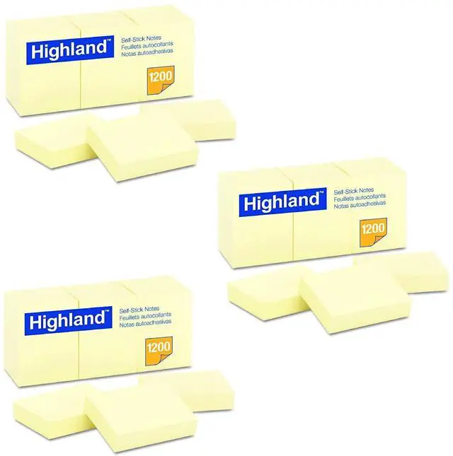 Main image of 6539YW Self-Stick Notes, 1 1/2 x 2, Yellow, 100-Sheet (Pack of 36)
