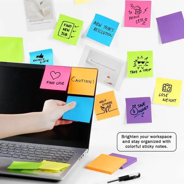 Alt view image 7 of 7 - (3600 Sheets) Sticky Notes 3x3 Inch, 48 Pads, 75 Sheets/Pad, 6 Colors