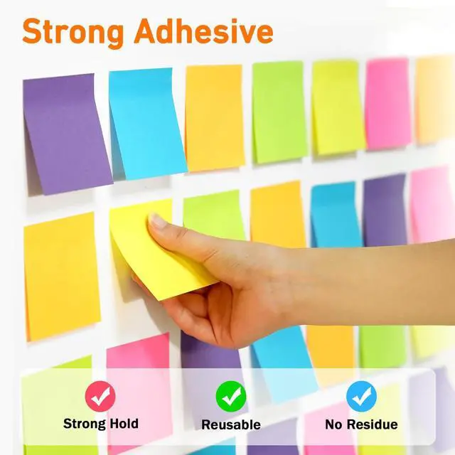 Alt view image 5 of 7 - (3600 Sheets) Sticky Notes 3x3 Inch, 48 Pads, 75 Sheets/Pad, 6 Colors
