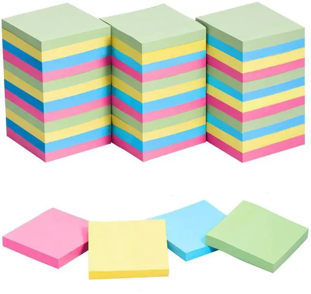 Main image of Sticky Notes 3x3 Inches Bulk 36 Pack 3600 Sheets Colored Self-Stick Pads, 100 Sheets/Pad, 4 Bright Colors (Yellow, Green, Pink, Blue) for Office Supplies, School, Home