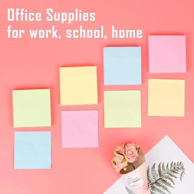 Alt view image 4 of 7 - Sticky Notes 3x3 Inches Bulk 36 Pack 3600 Sheets Colored Self-Stick Pads, 100 Sheets/Pad, 4 Bright Colors (Yellow, Green, Pink, Blue) for Office Supplies, School, Home
