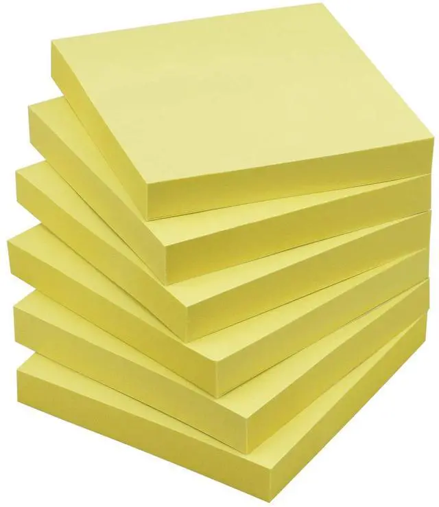 Main image of Sticky Notes 3x3 with Bright Colors, 6 Pads 100 Sheets/Pad (Yellow)