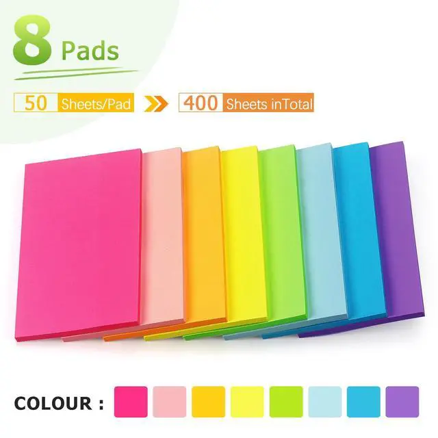 Alt view image 3 of 7 - Sticky Notes 3x5 in, Bright Colors, 8 Pads, 50 Sheets/Pad Total 400 Sheets