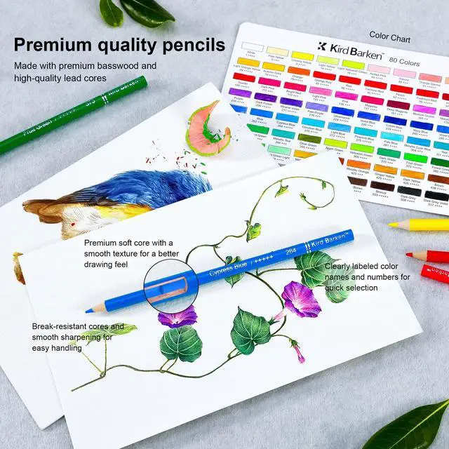 Alt view image 3 of 7 - 80 Colored Pencils Set, Oil-Based Soft Core for Adult Coloring Books, Professional Color Pencils Art Gifts for Artists, Beginners and Adults