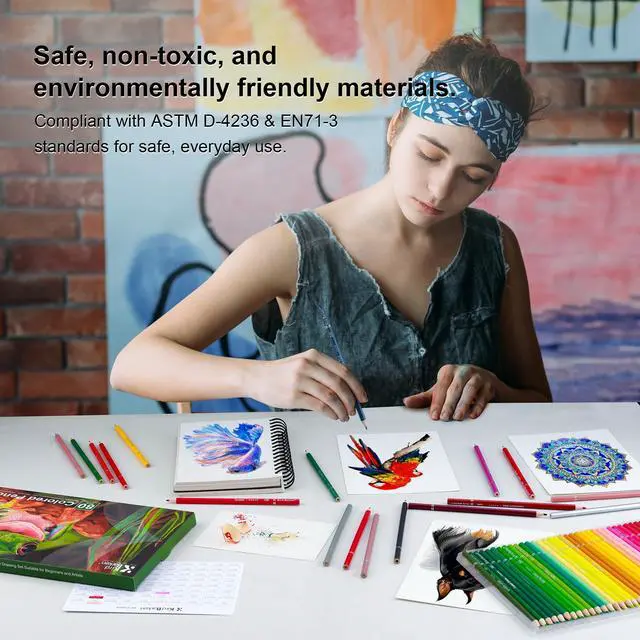 Alt view image 7 of 7 - 80 Colored Pencils Set, Oil-Based Soft Core for Adult Coloring Books, Professional Color Pencils Art Gifts for Artists, Beginners and Adults