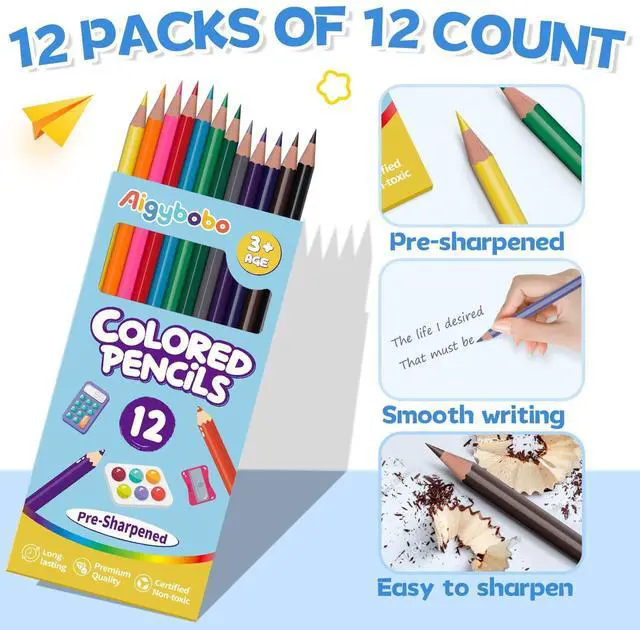 Alt view image 3 of 7 - 12 Pack Colored Pencils, Color Pencils Bulk for Kids Classroom, 144 Count