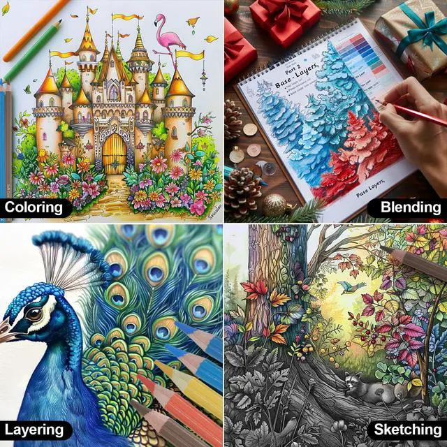 Alt view image 2 of 7 - Colored Pencils for Adult Coloring Books, Set of 72, Oil-Based Core Drawing Pencils, 3.8mm Soft Leads with Adult Coloring Pencils, Professional Art Supplies for Adults, Beginner and Kids