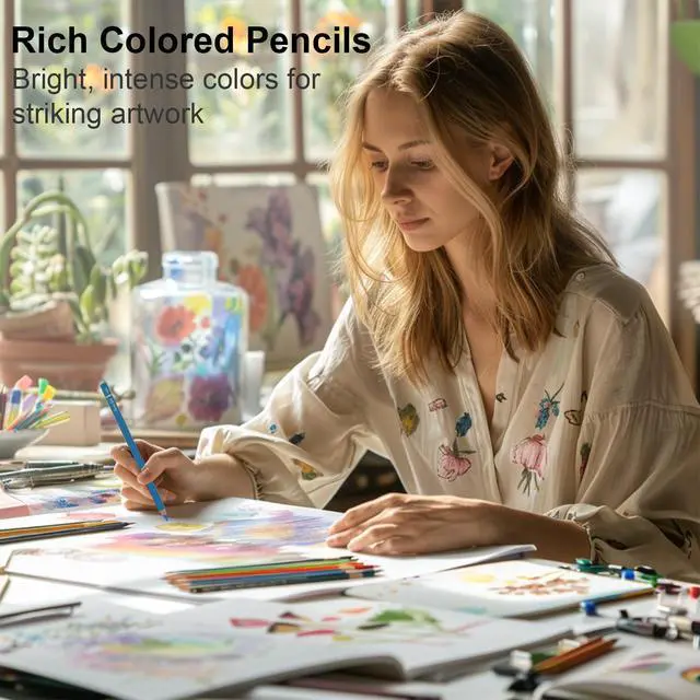 Alt view image 7 of 7 - Colored Pencils for Adult Coloring Books, Set of 72, Oil-Based Core Drawing Pencils, 3.8mm Soft Leads with Adult Coloring Pencils, Professional Art Supplies for Adults, Beginner and Kids