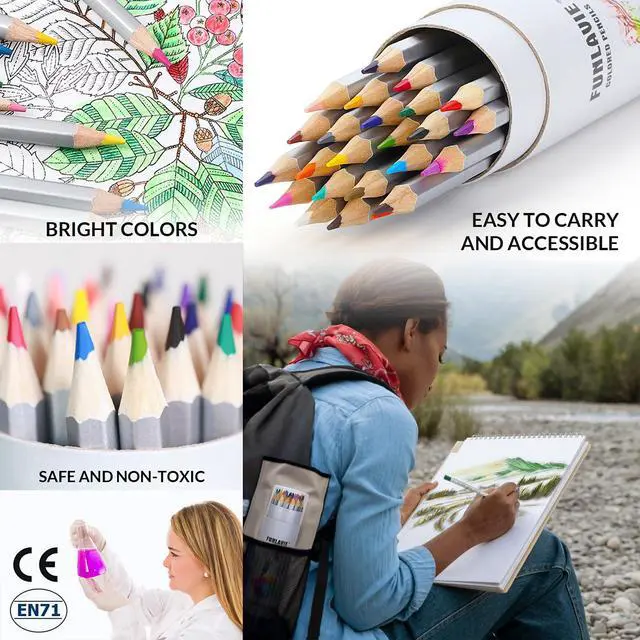 Alt view image 5 of 7 - 48 Colored Pencils for Adult Coloring Books, Soft Core Art Pencils