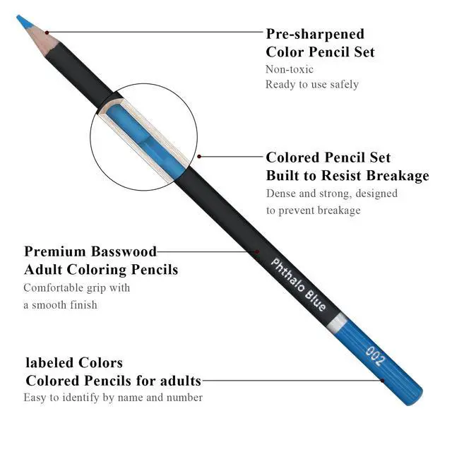 Alt view image 2 of 7 - Colored Pencils for Adult Coloring Books, 72 Color Pencil Set in Tube