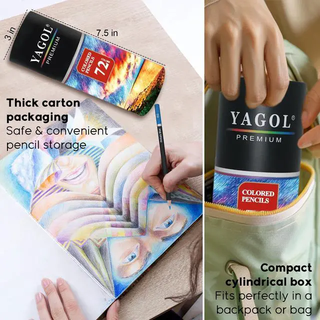 Alt view image 5 of 7 - Colored Pencils for Adult Coloring Books, 72 Color Pencil Set in Tube