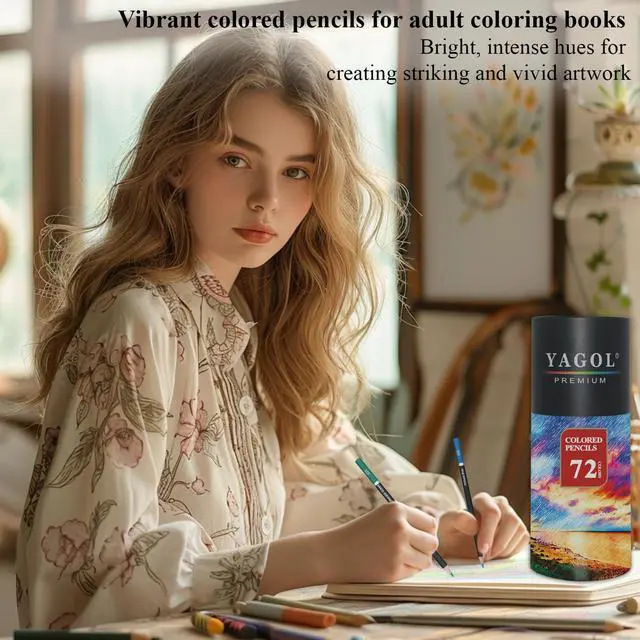 Alt view image 6 of 7 - Colored Pencils for Adult Coloring Books, 72 Color Pencil Set in Tube