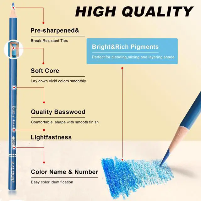 Alt view image 3 of 7 - Premium Colored Pencils,Set of 50 Colors,Artists Soft Core with Vibrant Color,Ideal for Layering Blending Shading,Color Pencils for Adults Beginners Coloring Book