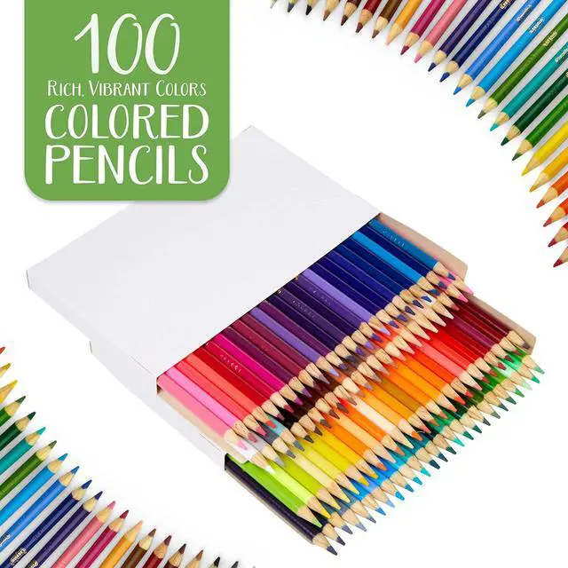 Alt view image 2 of 7 - Adult Colored Pencil Set (100ct), Premium Coloring Pencils For Adult Coloring Books, Gifts for Teens & Adults, 12+
