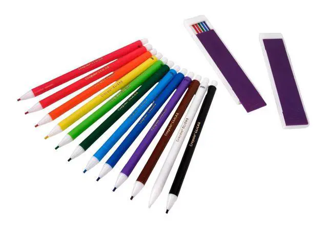 Alt view image 5 of 6 - Clicks 2.0mm Mechanical Colored Pencil Set, 12 Assorted Colors, Coloring Pencils for Kids, No Sharpen, 24 Replacement Cores, Ages 5+