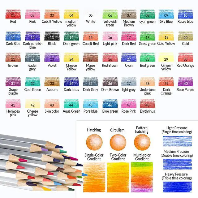 Alt view image 2 of 7 - 48 Colored Pencils for Adult Coloring Books, Soft Core Art Pencils