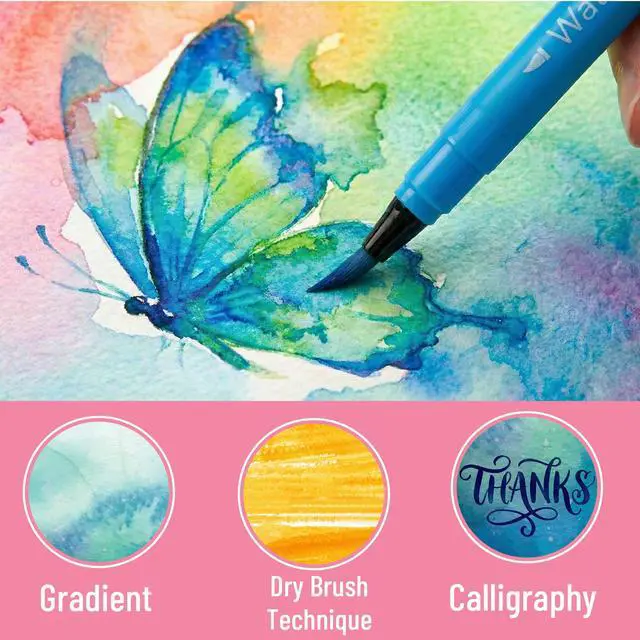 Alt view image 4 of 6 - Watercolor Brush Pens, 36 Pack, Blendable Art Markers