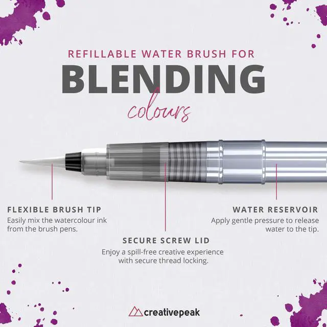 Alt view image 7 of 7 - Watercolor Brush Pens - 24 Vibrant Soft Tip Coloring Markers with 2 Blending Brushes - Premium Art Supplies for Calligraphy, Lettering, Coloring & Journaling