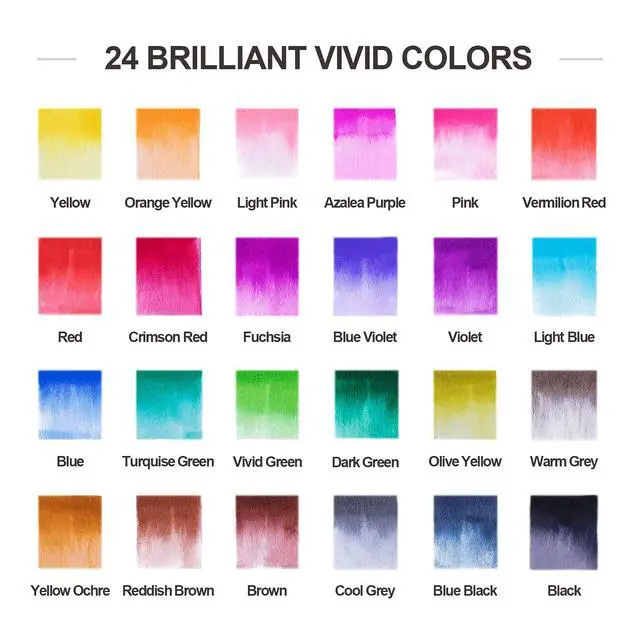 Alt view image 5 of 7 - Watercolor Brush Pens, 24 Colors Flexible Real Nylon Brush Tip Pens