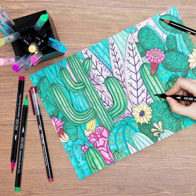 Alt view image 7 of 7 - Watercolor Brush Pens, 24 Colors Flexible Real Nylon Brush Tip Pens