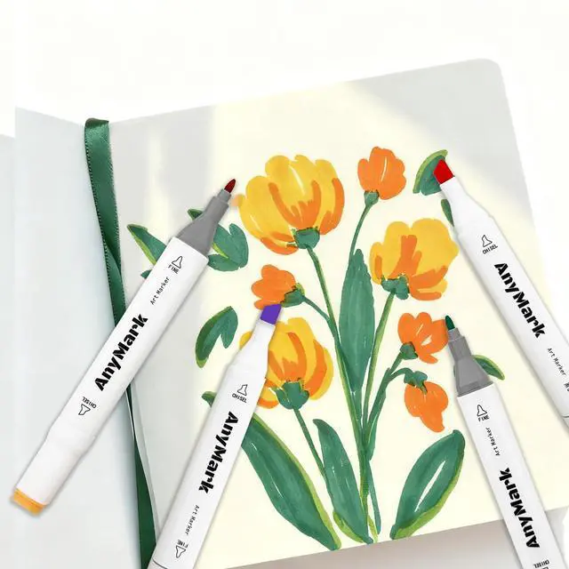 Alt view image 6 of 6 - 60 Colors Alcohol Markers Chisel & Fine Dual Tip
