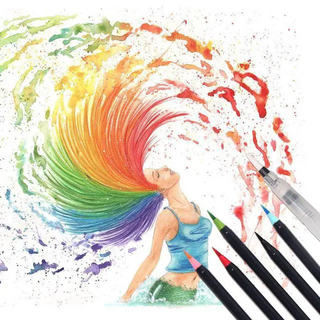 Alt view image 6 of 7 - Watercolor Brush Pens Set - Premium Soft Flexible Dual Tips Coloring Brush Pen & Fineliner Color Marker Pens for Adult Coloring Sketching Books, Manga, Comic, Calligraphy (20 colors)