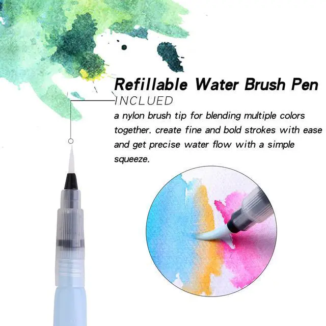 Alt view image 4 of 7 - Watercolor Pens,Set of 48, Real Brush Pens Watercolor Markers and 2 Water Brush,Online Tutorial Video for Coloring Books, Calligraphy(48 Colors)