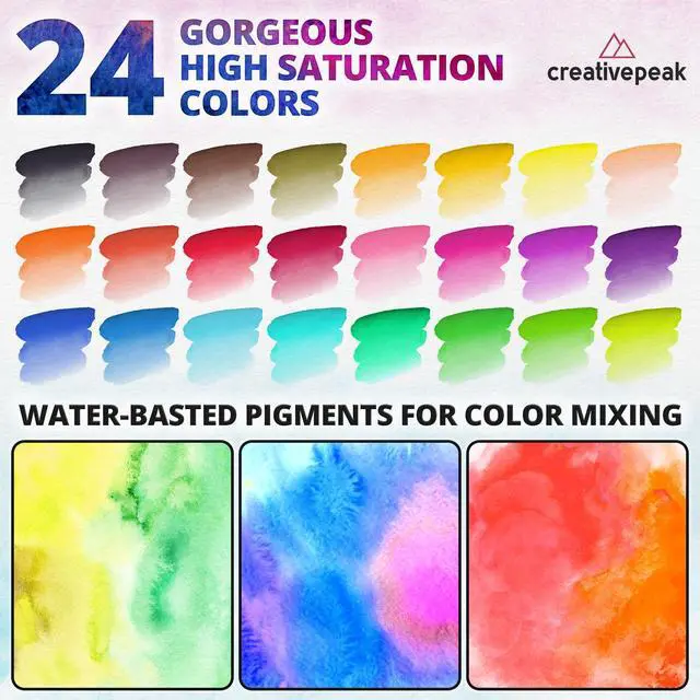 Alt view image 6 of 7 - Watercolor Brush Pens - 24 Vibrant Soft Tip Coloring Markers with 2 Blending Brushes - Premium Art Supplies for Calligraphy, Lettering, Coloring & Journaling