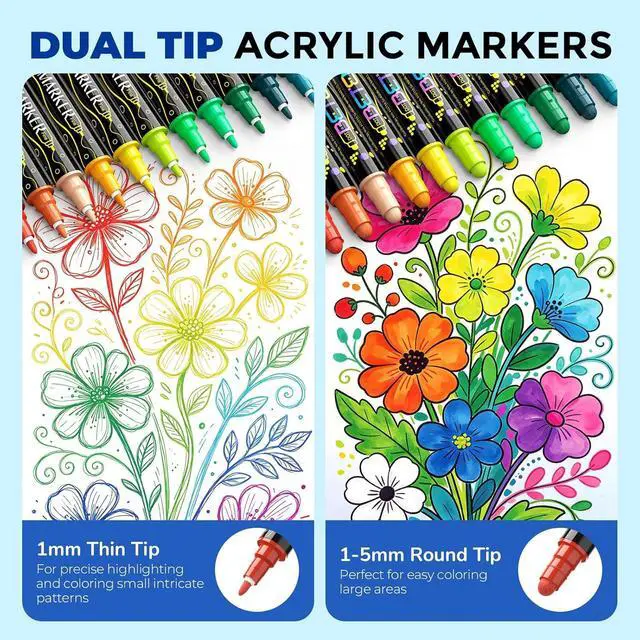 Alt view image 2 of 7 - 24 Colors Dual Tip Acrylic Paint Markers, Fabric Decorating Kits