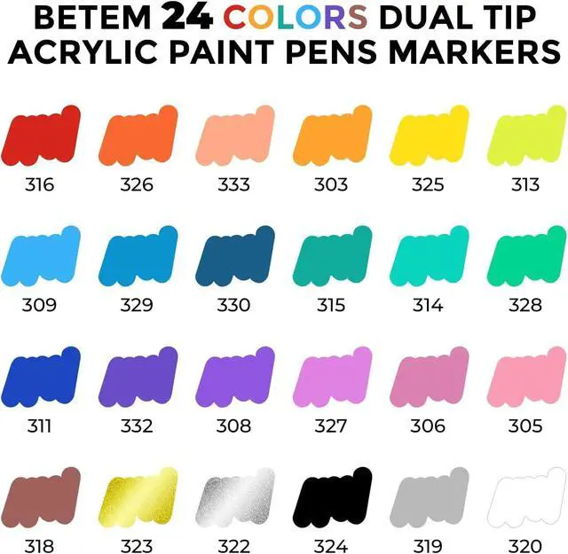 Alt view image 3 of 7 - 24 Colors Dual Tip Acrylic Paint Markers, Fabric Decorating Kits
