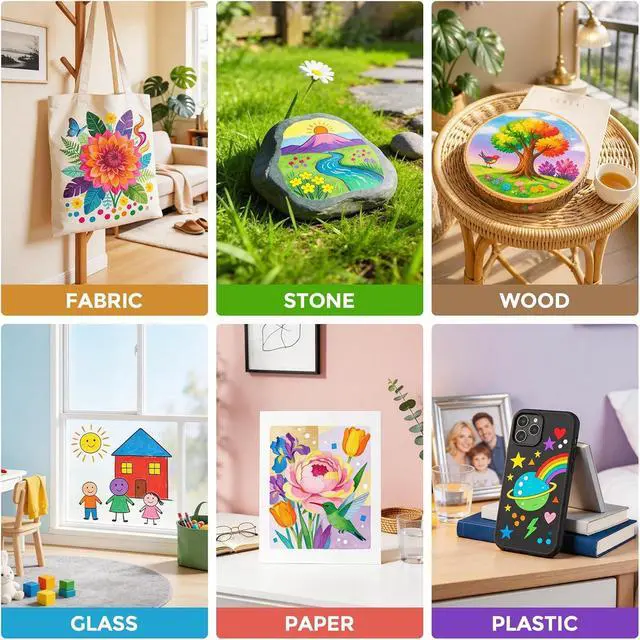 Alt view image 5 of 7 - 24 Colors Dual Tip Acrylic Paint Markers, Fabric Decorating Kits