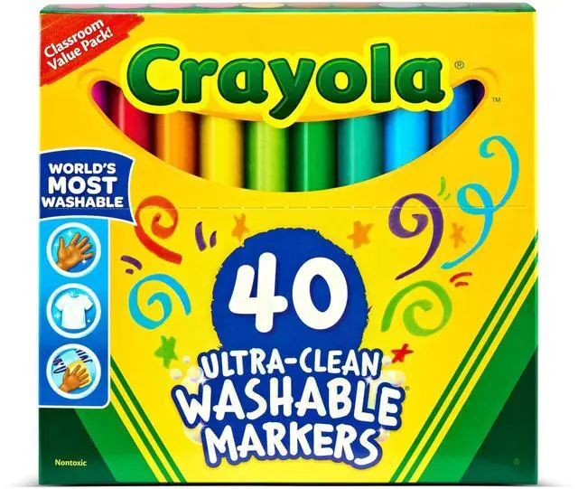 Main image of Ultra Clean Washable Markers (40ct), Teacher School Supplies for Kids, Broad Line Colored Markers, Art Marker Set, Ages 3+
