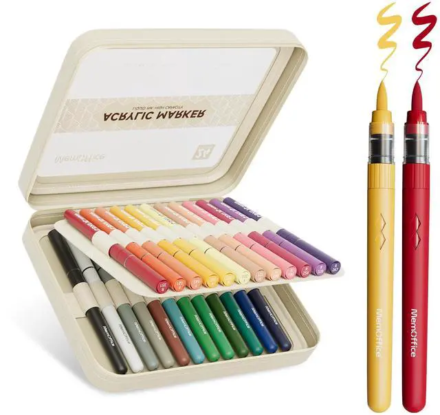 Main image of Acrylic Paint Markers, 24 Colors, Brush Tip Paint Pens Set