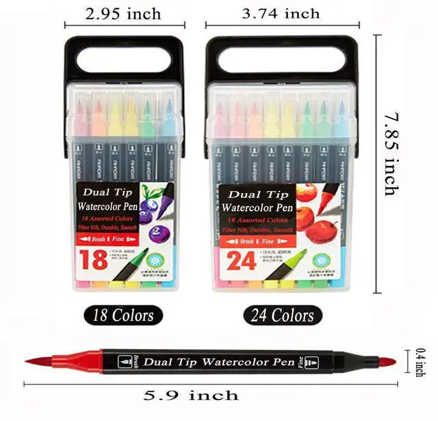 Alt view image 5 of 7 - Dual Tip Markers for Kids, Washable Markers Set, Art Marker with Stand Portable Box, Gift For Kids (24 Colours)