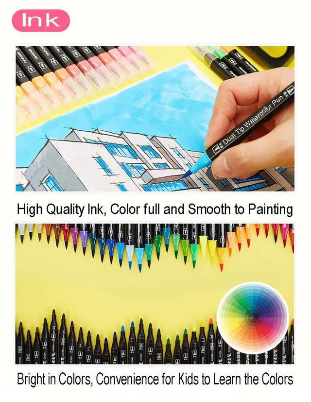Alt view image 7 of 7 - Dual Tip Markers for Kids, Washable Markers Set, Art Marker with Stand Portable Box, Gift For Kids (24 Colours)