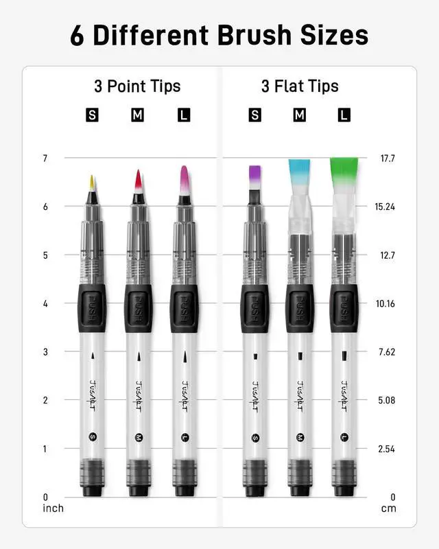 Alt view image 2 of 7 - Water Brush Pens 6-Pack Leak-Proof Refillable Watercolor Pens