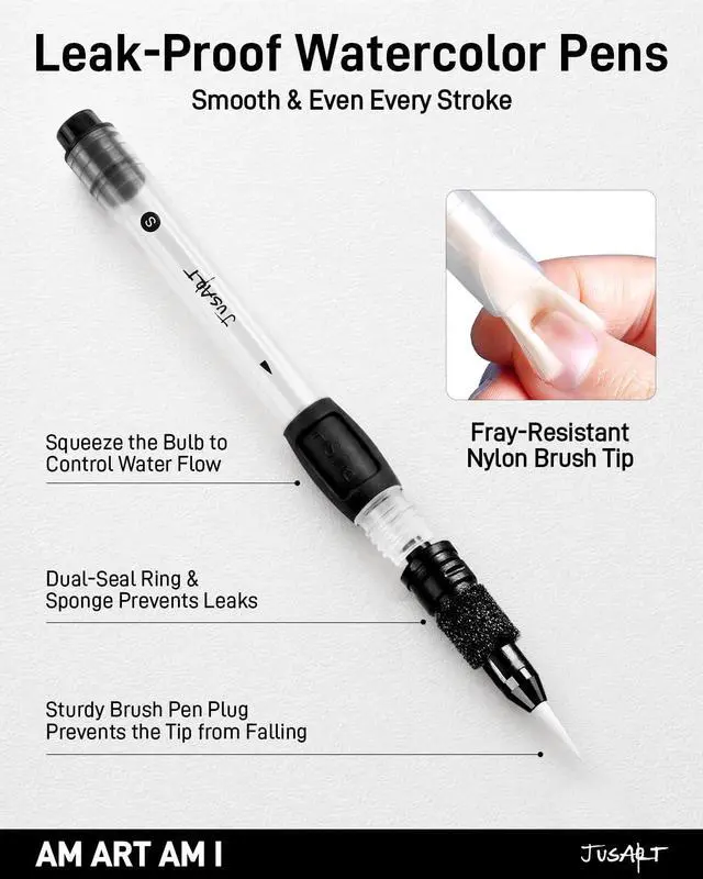 Alt view image 3 of 7 - Water Brush Pens 6-Pack Leak-Proof Refillable Watercolor Pens