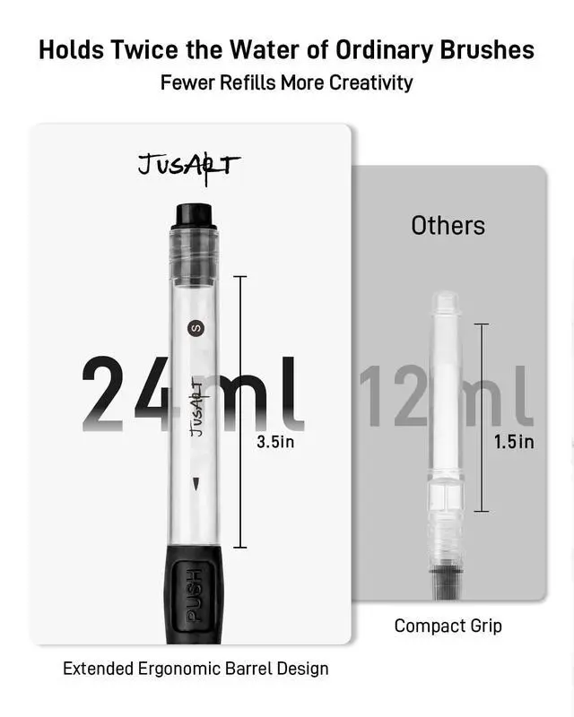 Alt view image 4 of 7 - Water Brush Pens 6-Pack Leak-Proof Refillable Watercolor Pens