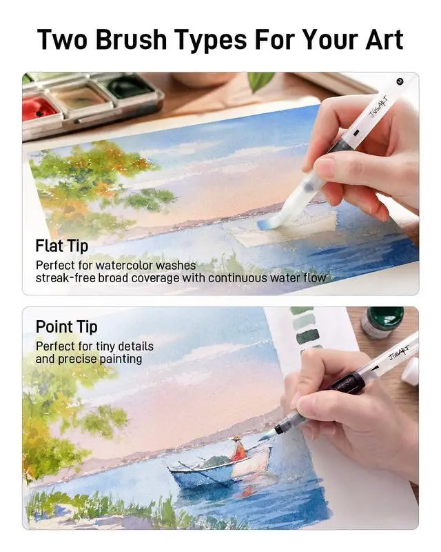 Alt view image 5 of 7 - Water Brush Pens 6-Pack Leak-Proof Refillable Watercolor Pens