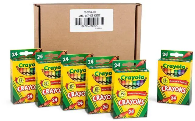 Main image of Crayons, Bulk School Supplies For Kids, 24 Count Crayon Box (Pack Of 6), Assorted Colors